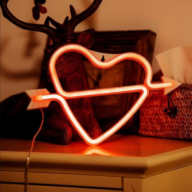 Bedroom Night Lights Neon Heart Lamp - ShopandTop