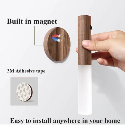 LED Wood Night Light Magnetic USB Lamp For Home - ShopandTop