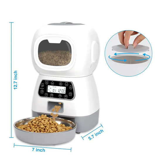 Smart Food Dispenser - Automatic Pet Feeder with Timer, Adjustable Portions, Remote Control via App, Silent Operation - ShopandTop