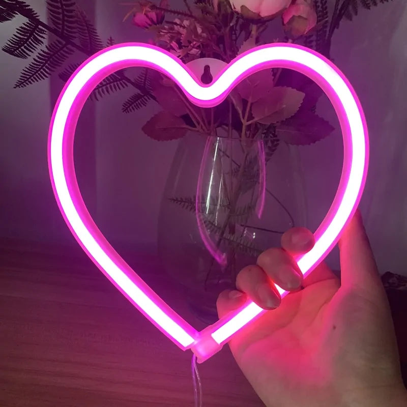 Bedroom Night Lights Neon Heart Lamp - ShopandTop