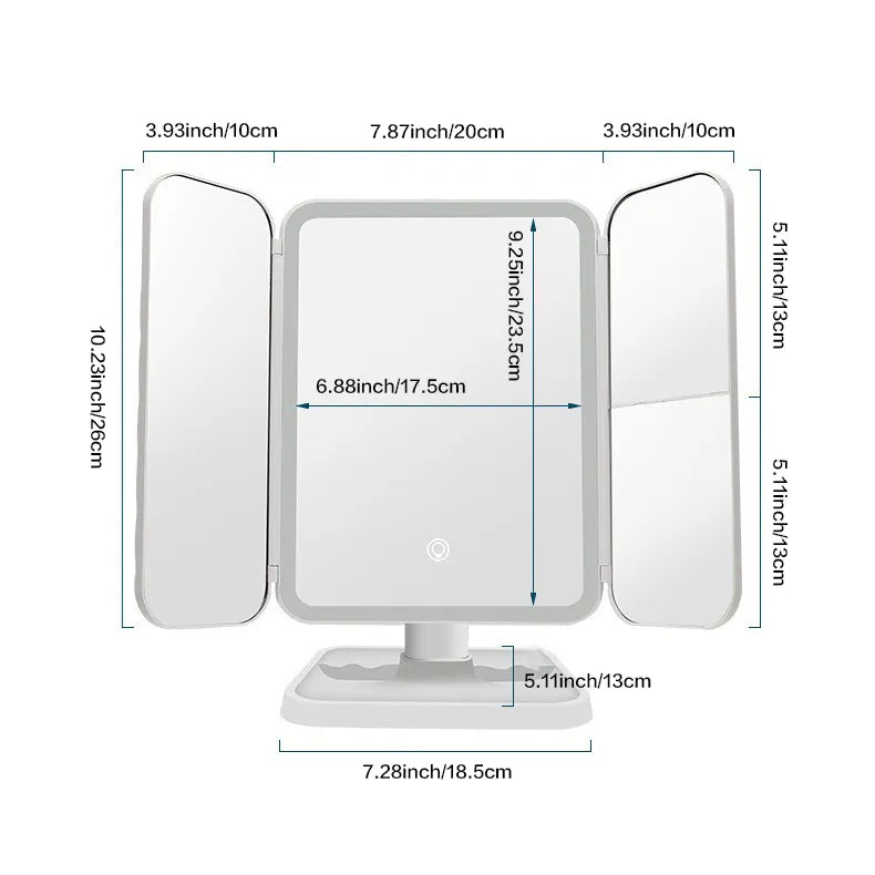 Smart Tri LED Makeup Mirror - Trifold Lighted Mirror for Flawless Makeup and Grooming - ShopandTop