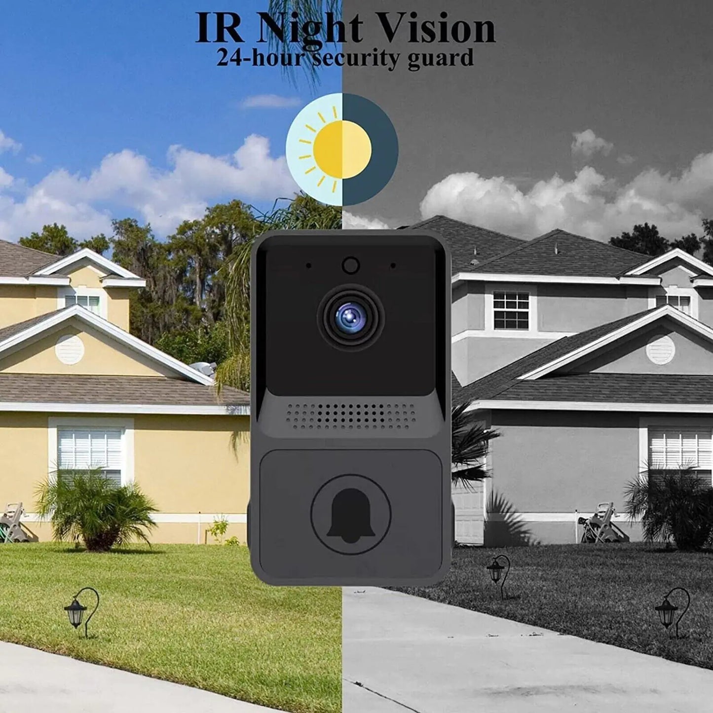 Smart Wireless WiFi Doorbell Camera with Intercom & Chime - Video Ring Bell Security System - ShopandTop