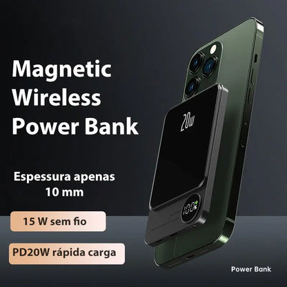 Slim Magnetic Power Bank – Ultra-Thin, Wireless Charging, Magnetic Suction, Fast Charging - ShopandTop