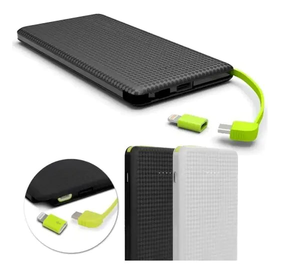 Portable Power Bank Charger – 10,000mAh High-Capacity with Dual USB Outputs & Built-In Cable - ShopandTop