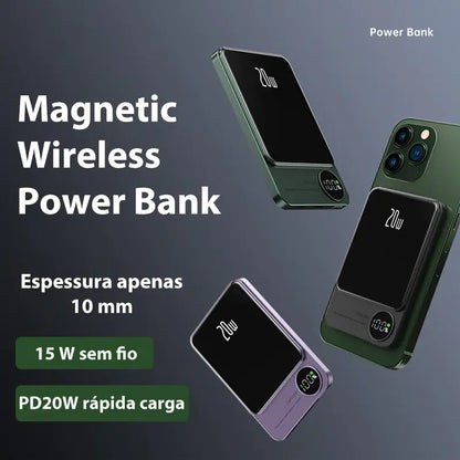 Slim Magnetic Power Bank – Ultra-Thin, Wireless Charging, Magnetic Suction, Fast Charging - ShopandTop