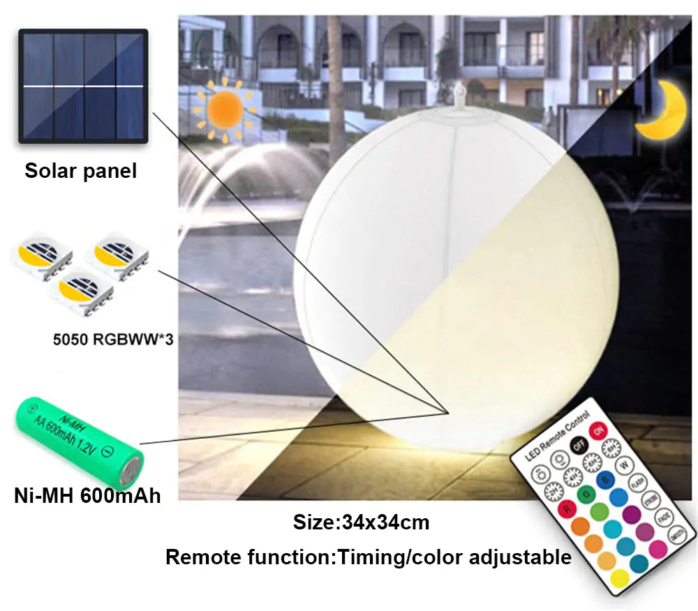 Solar Pool Ball – Solar-Powered LED Floating Light for Poolside and Outdoor Ambiance - ShopandTop